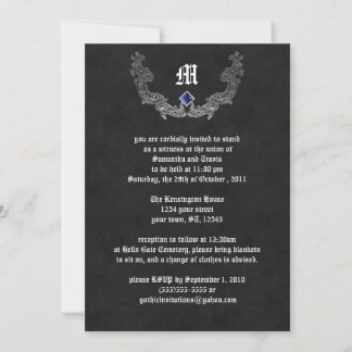 Sapphire and Silver Monogram Gothic Invitation