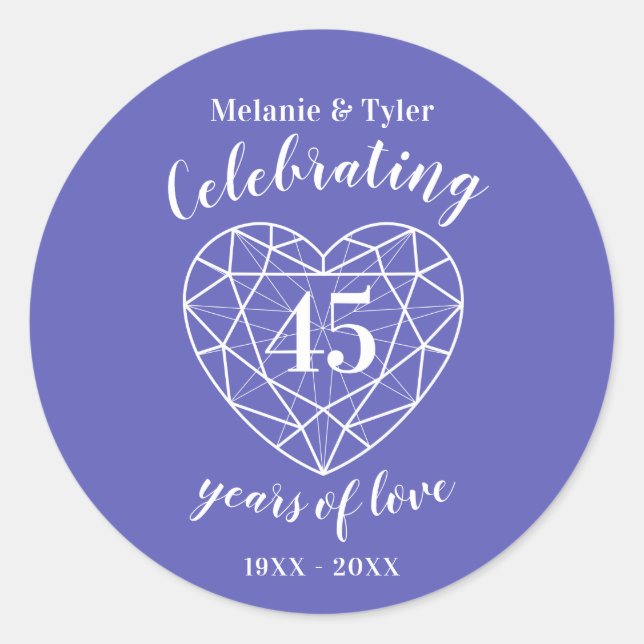 Sapphire anniversaire 45 ans de stickers d'amour (Devant)