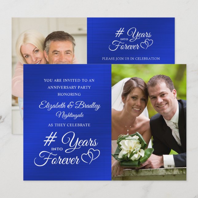 Sapphire Anniversary Hearts YEARS INTO FOREVER Invitation (Front/Back)