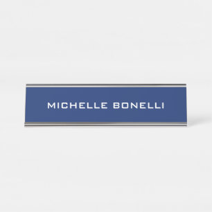 Sapphire Bleu Minimaliste Plaque Lisible Moderne