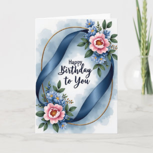 Sapphire Bloom Birthday Card