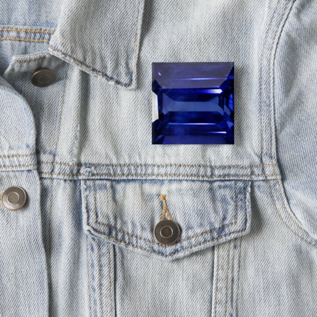 Sapphire Blue 2 Inch Square Button (In Situ)