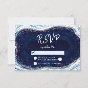 Sapphire Blue Agate Geode Wedding Réponse RSVP