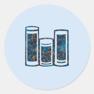 Sapphire Blue and Gold Marble Texture on books Classic Round Sticker