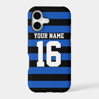 Sapphire Blue Black Sports Jersey Preppy Stripe