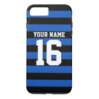 Sapphire Blue Black Sports Jersey Preppy Stripe