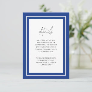 Sapphire Blue Bold Border Modern Wedding Enclosure Card