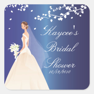Sapphire Blue Bride Bridal Shower Square Sticker