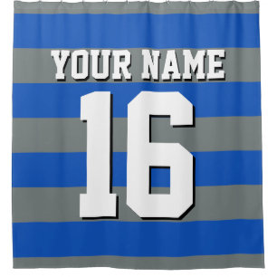 Sapphire Blue Charcoal Sports Jersey Preppy Stripe