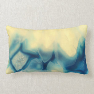 Sapphire Blue Cream Agate Geode Crystal Patterns Lumbar Pillow