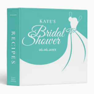 Sapphire Blue Elegant Gown Bridal Shower Recipe Binder