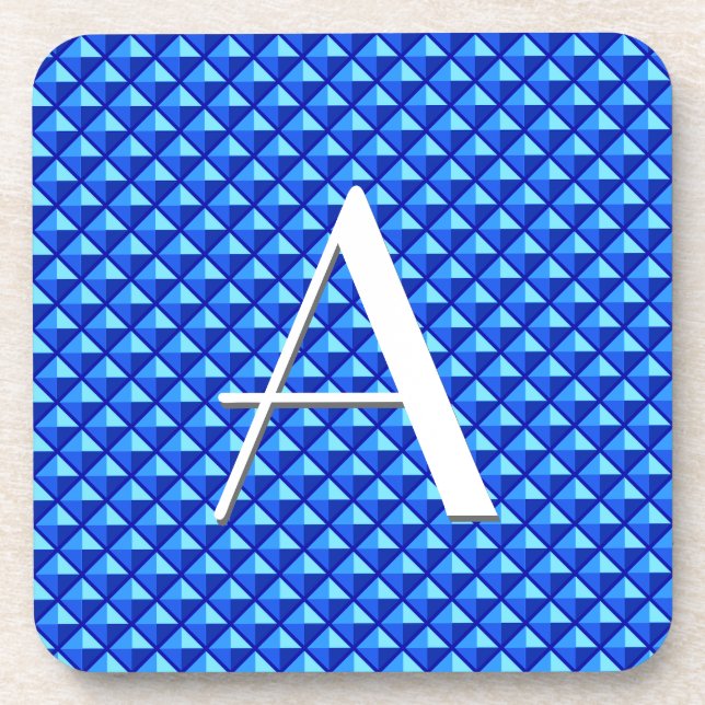 Sapphire blue, enamel look, studded grid coaster (Front)