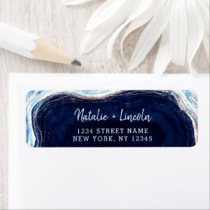Sapphire Blue Geode Slice Mariage Adresse de retou
