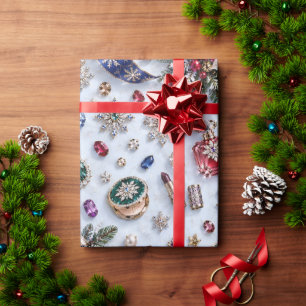 Sapphire Blue Jewel Cosmetics Christmas Wrapping Paper