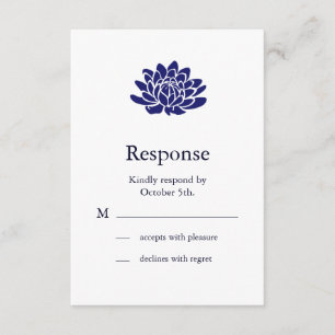 Sapphire Blue Lotus Flower RSVP Card