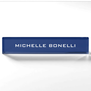 Sapphire Blue Minimalist Plain Legible Modern Nameplate