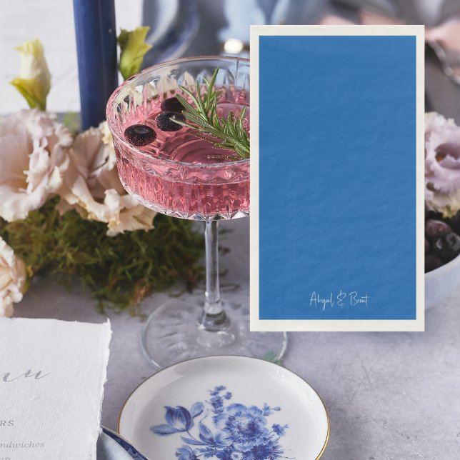 Sapphire Blue Personalized Wedding  Napkin (Creator Uploaded)