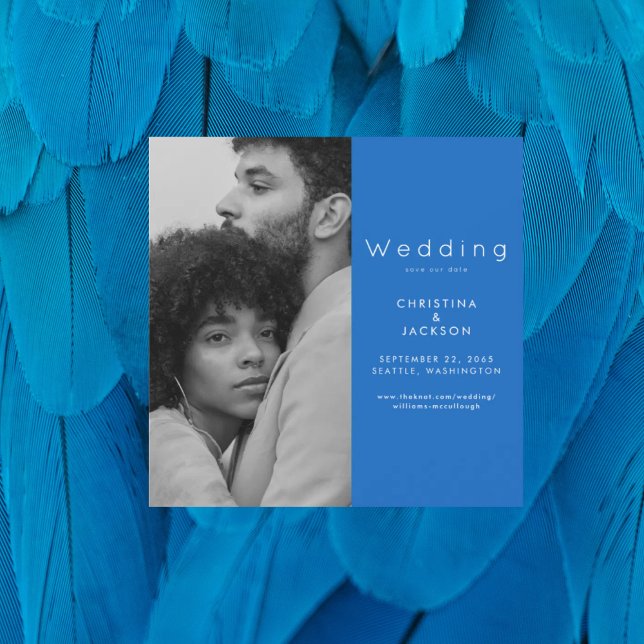 Sapphire Blue Photo Save the Date Magnetic Invitation (Creator Uploaded)