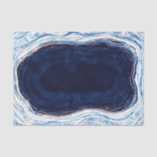 Sapphire Blue Rose Gold Geode Agate Marble Wedding Tissue Paper