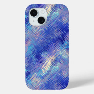 Sapphire Blue Scribbled Texture iPhone 15 Case