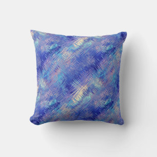 Sapphire Blue Scribbled Texture Throw Pillow