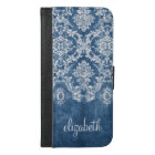 Sapphire Blue Vintage Damask Pattern and Name