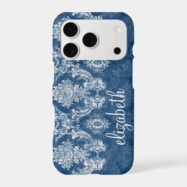 Sapphire Blue Vintage Damask Pattern Name (Back)