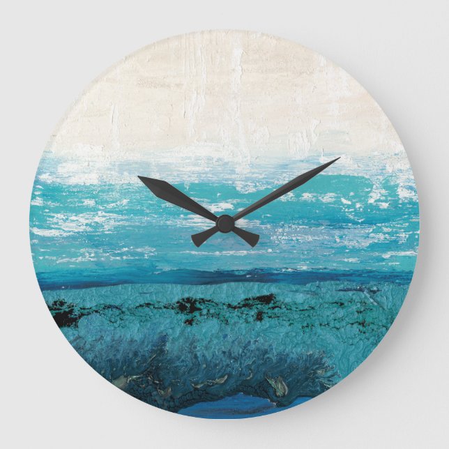 Sapphire Blue Watercolor Large Clock (Front)