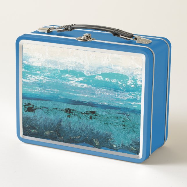 Sapphire Blue Watercolor Metal Lunch Box (Front)