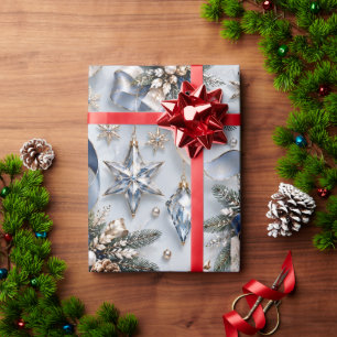 Sapphire Blue Winter Christmas Gifts Wrapping Paper