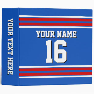 Sapphire Blue with Red White Stripes Team Jersey Binder
