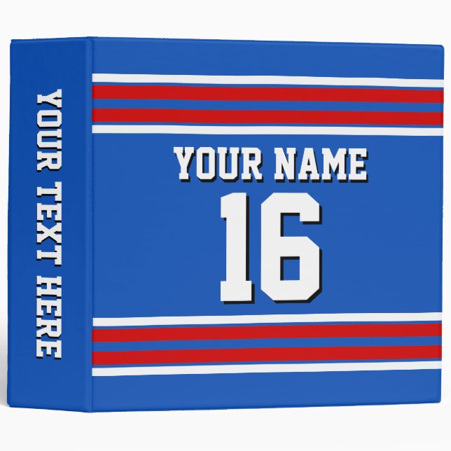 Sapphire Blue with Red White Stripes Team Jersey Binder (Front/Spine)
