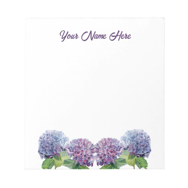 Sapphire Blues Hydrangeas Notepad (Front)