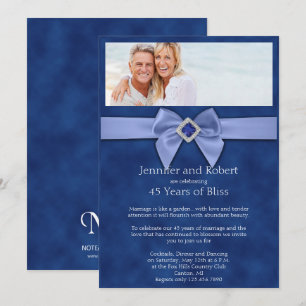 Sapphire Bow 45e anniversaire Mariage Invitation