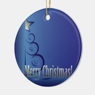 Sapphire Christmas tree Ceramic Ornament