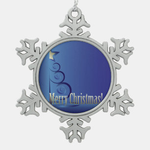 Sapphire Christmas tree Snowflake Pewter Christmas Ornament
