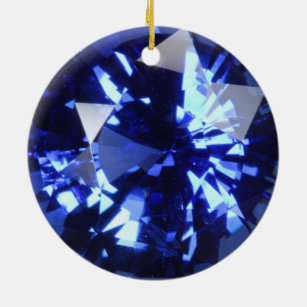 Sapphire Dark Blue Gemstone September Birthstone Ceramic Ornament