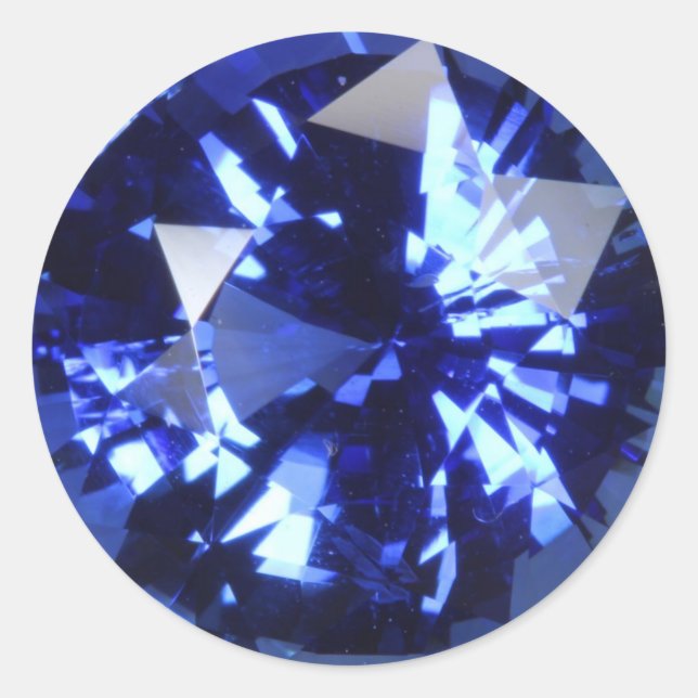 Sapphire Dark Blue Gemstone September Birthstone Classic Round Sticker (Front)