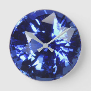 Sapphire Dark Blue Gemstone September Birthstone Round Clock