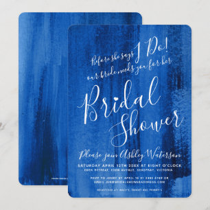 Sapphire deep blue art bridal shower invitation