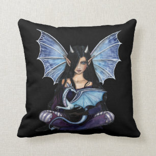 Sapphire Dragon Fairy Throw Pillow