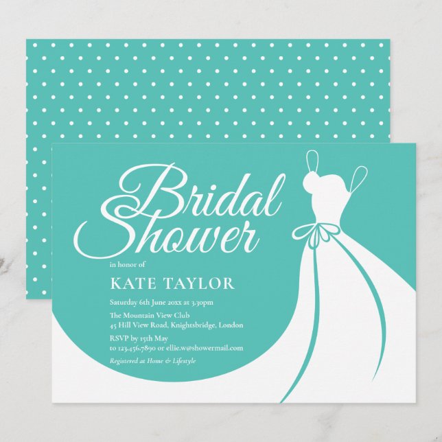 Sapphire Elegant Gown Nuptiale Douche Invitation (Devant / Derrière)