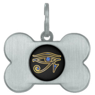 Sapphire Eye of Ra in Gold Pet ID Tag