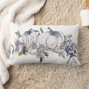 Sapphire Floral Pumpkin Add Name Purple Lumbar Pillow