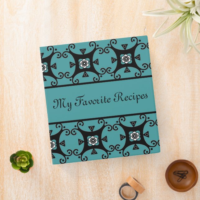 Sapphire Floral Swirls Recipe Binder (In Situ)
