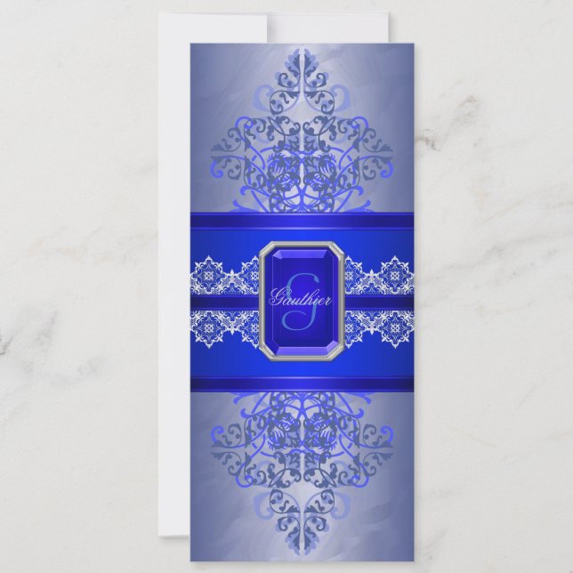 Sapphire Frost Monogramme Faire-part de mariage de (Devant)
