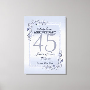 Sapphire Gem & Glitter 45th Wedding Anniversary Canvas Print