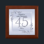 Sapphire Gem & Glitter 45th Wedding Anniversary  Gift Box<br><div class="desc">Glamourous and elegant posh 45th Sapphire Wedding Anniversary gift box with stylish sapphire blue gem stone jewels corner decorations and matching coloured glitter border frame. A romantic design for your celebration. All text, font and font colour is fully customizable to meet your requirements. If you would like help to customize...</div>