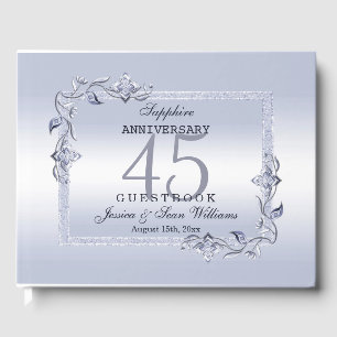 Sapphire Gem & Glitter 45th Wedding Anniversary   Guest Book