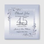 Sapphire Gem & Glitter 45th Wedding Anniversary  Magnet<br><div class="desc">Glamourous and elegant posh 45th Sapphire Wedding Anniversary party favour magnet with stylish sapphire blue gem stone jewels corner decorations and matching coloured glitter border frame. A romantic design for your celebration. All text, font and font colour is fully customizable to meet your requirements. If you would like help to...</div>